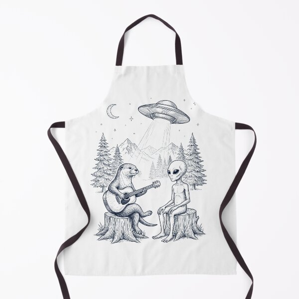 Item preview, Vintage Otter Playing Guitar With Alien And UFO Animal Lover designed and sold by DoodleTortle.