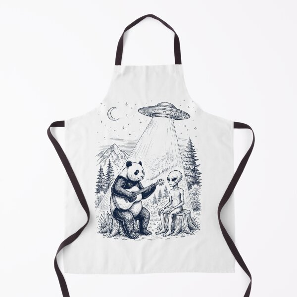 Item preview, Vintage Panda Playing Guitar With Alien And UFO Animal Lover designed and sold by DoodleTortle.