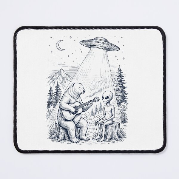 Item preview, Vintage Polar Bear Playing Guitar With Alien And UFO Animal Lover designed and sold by DoodleTortle.