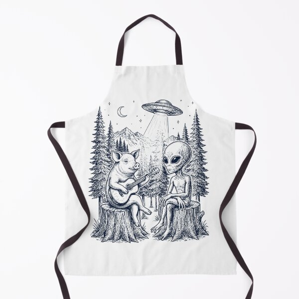 Item preview, Vintage Pig Playing Guitar With Alien And UFO Animal Lover designed and sold by DoodleTortle.