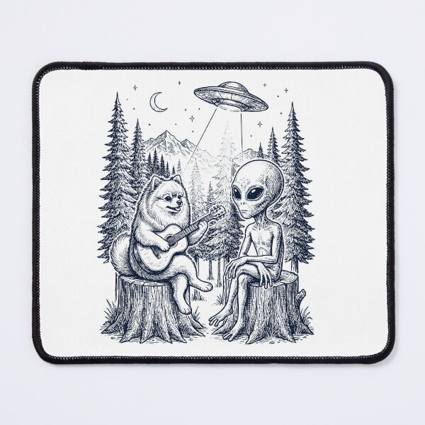Item preview, Vintage Pomeranian Playing Guitar With Alien And UFO Dog Lover designed and sold by DoodleTortle.