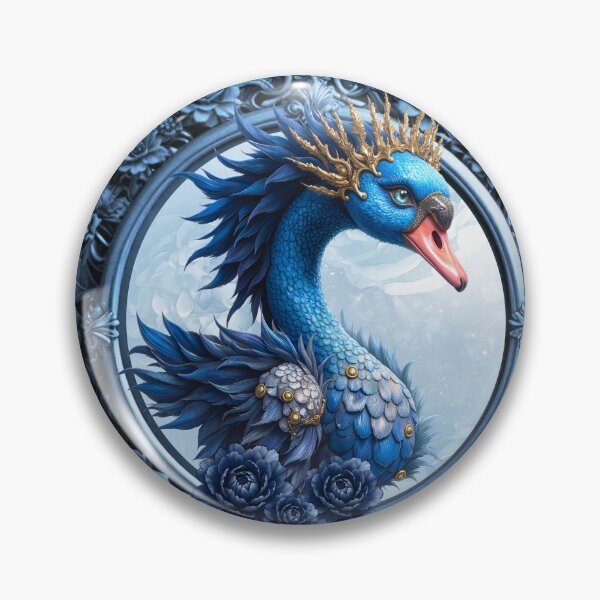 Item preview, Blue Fantasy Swan with Crown – Elegant Royal Animal Art designed and sold by nicky2342.