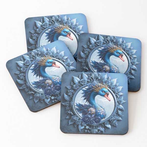 Item preview, Blue Fantasy Swan with Crown – Elegant Royal Animal Art designed and sold by nicky2342.