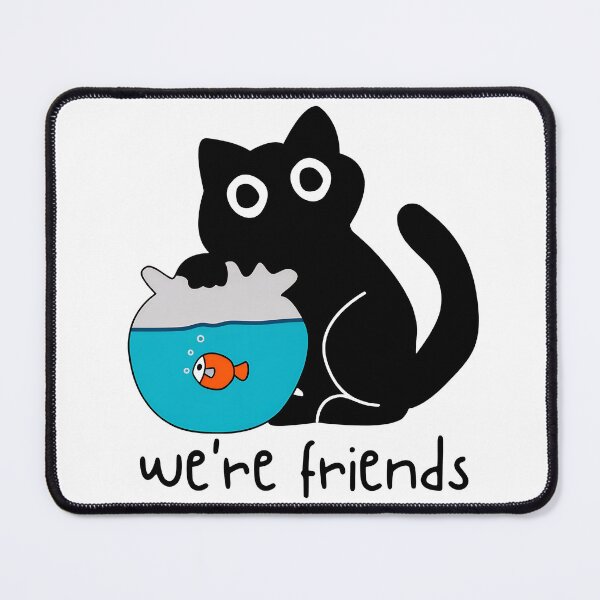 Item preview, We're Friends Cat and Fishbowl Funny Black Cat Playing with Fish designed and sold by valery-kenz.