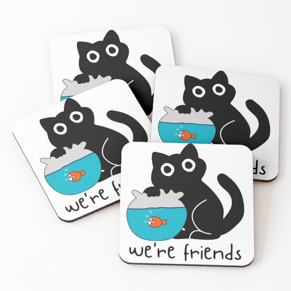 Item preview, We're Friends Cat and Fishbowl Funny Black Cat Playing with Fish designed and sold by valery-kenz.