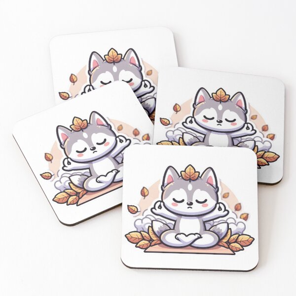 Item preview, Cute Husky Autumn Meditation Sticker-Kawaii Dog Yoga Fall Leaves Cozy  designed and sold by carestazafeli.