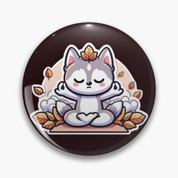 Item preview, Cute Husky Autumn Meditation Sticker-Kawaii Dog Yoga Fall Leaves Cozy  designed and sold by carestazafeli.