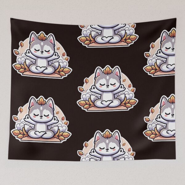 Item preview, Cute Husky Autumn Meditation Sticker-Kawaii Dog Yoga Fall Leaves Cozy  designed and sold by carestazafeli.