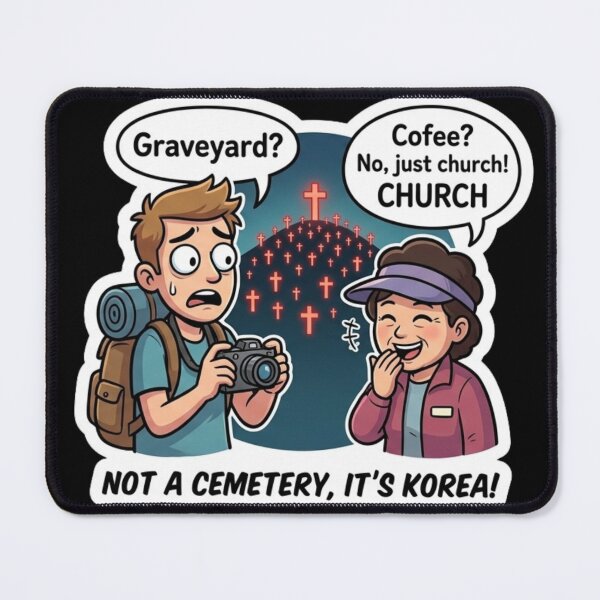 Item preview, Funny Korean Street Meme - Graveyard or Church? designed and sold by K-Vibe Design Studio.
