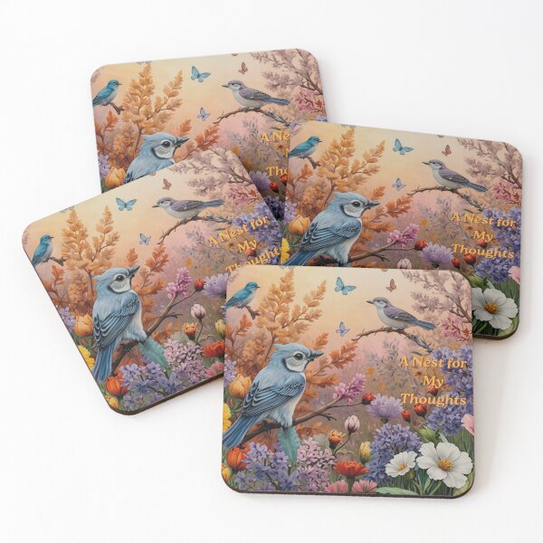Item preview, Blue Birds in a Wildflower Nest designed and sold by mythographiaart.