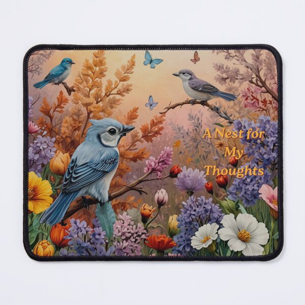 Item preview, Blue Birds in a Wildflower Nest designed and sold by mythographiaart.
