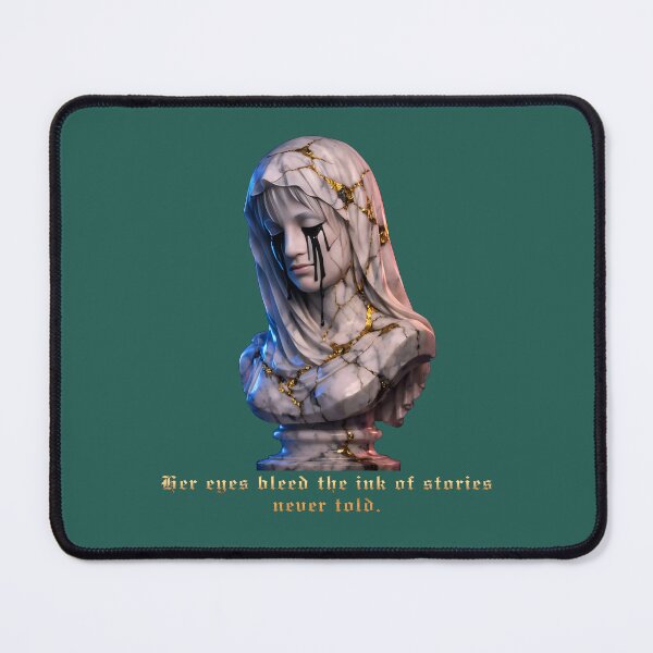 Item preview, The Weeping Statue: Golden Kintsugi Marble Bust with Gothic Poetry designed and sold by Studio77-Gothic.