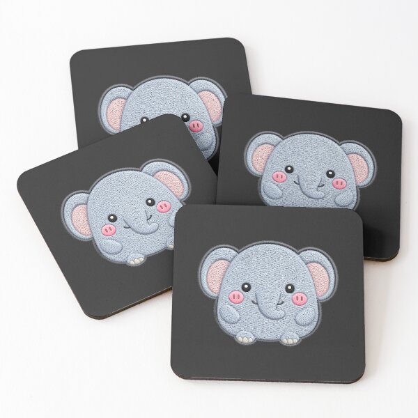 Item preview, Super Cute Kawaii Elephant Embroidery Patch Style | Chibi Pastel Blue Grey Elephant Aesthetic | Cute Animal Design designed and sold by ColorSplash123.