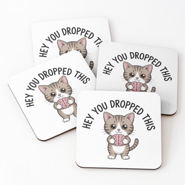 Item preview, Hey You Dropped This Funny Cat Holding Brain Sarcastic designed and sold by Small Mandarin.