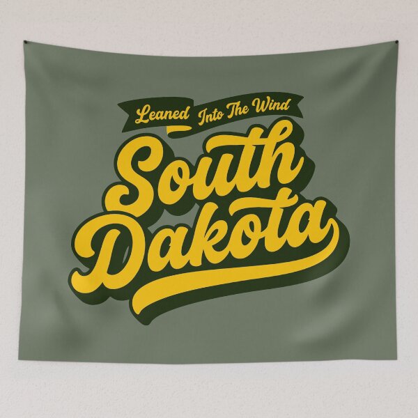 Item preview, South Dakota Retro 70s Script Sticker Leaned Into The Wind Vintage 605 State Pride designed and sold by Cozy-Old-Pub.