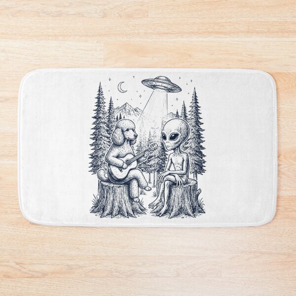 Item preview, Vintage Poodle Playing Guitar With Alien And UFO Dog Lover designed and sold by DoodleTortle.