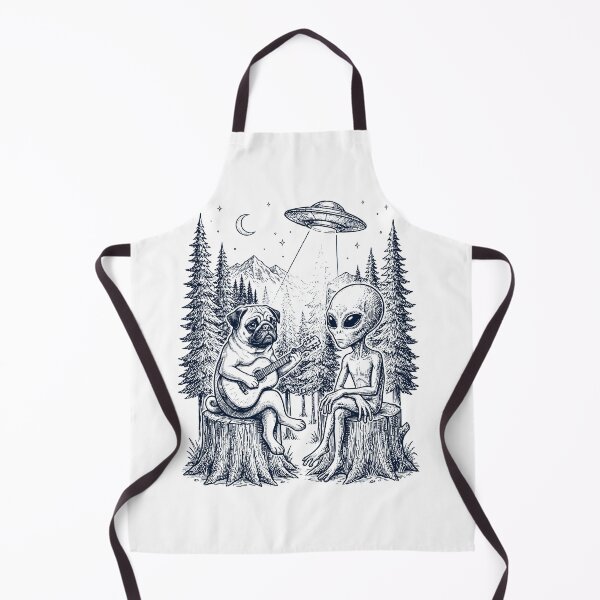 Item preview, Vintage Pug Playing Guitar With Alien And UFO Dog Lover designed and sold by DoodleTortle.
