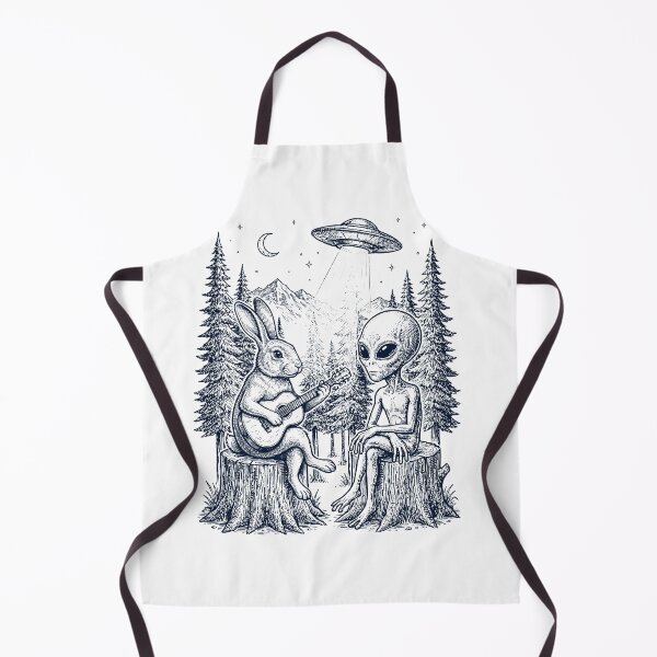 Item preview, Vintage Rabbit Playing Guitar With Alien And UFO Animal Lover designed and sold by DoodleTortle.