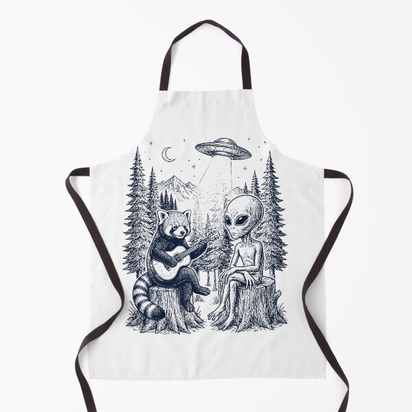 Item preview, Vintage Red Panda Playing Guitar With Alien And UFO Animal Lover designed and sold by DoodleTortle.