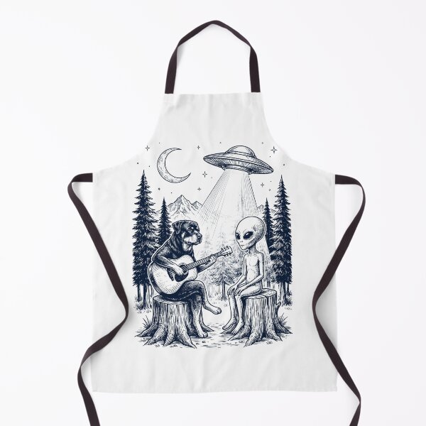 Item preview, Vintage Rottweiler Playing Guitar With Alien And UFO Dog Lover designed and sold by DoodleTortle.