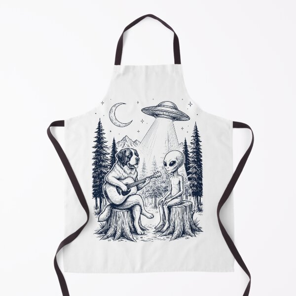Item preview, Vintage Saint Bernard Playing Guitar With Alien And UFO Dog Lover designed and sold by DoodleTortle.