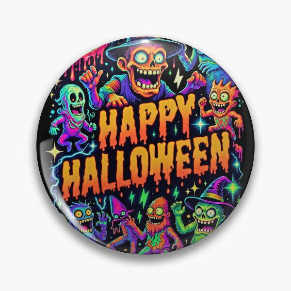 Item preview, Happy Halloween Neon Freakshow - Psychedelic Skull Witch & Monster Party designed and sold by David Brookes Digital.