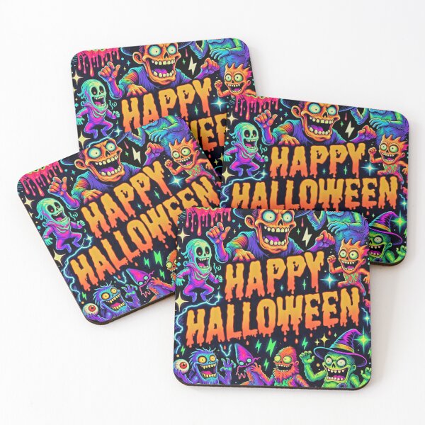 Item preview, Happy Halloween Neon Freakshow - Psychedelic Skull Witch & Monster Party designed and sold by David Brookes Digital.