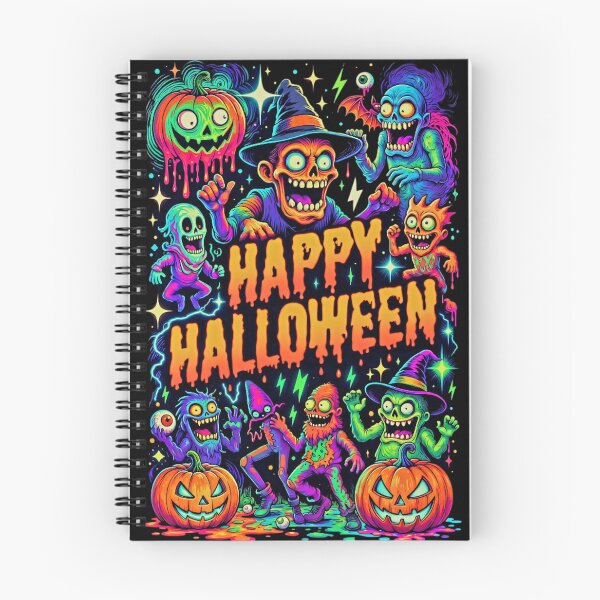 Item preview, Happy Halloween Neon Freakshow - Psychedelic Skull Witch & Monster Party designed and sold by David Brookes Digital.