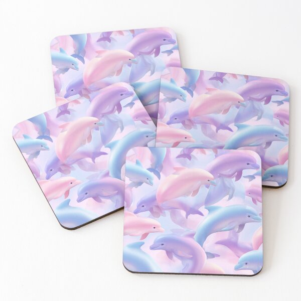 Item preview, Dreamy Pastel Pink Blue Purple Dolphins Pattern designed and sold by NicolasGlowArt.