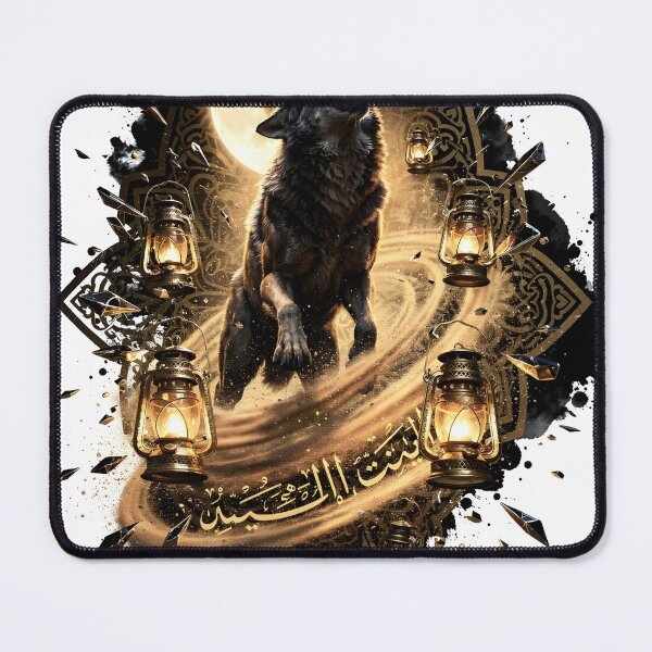 Item preview, Arabian Wolf Howling at Crescent Moon - Dark Moody Desert Art - Arabic Calligraphy Lanterns designed and sold by GoldenVerseArt.
