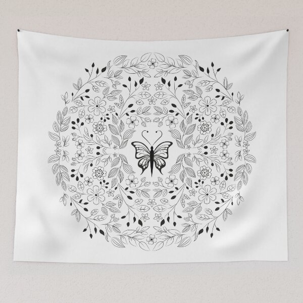 Item preview, Butterfly surrounded by flora designed and sold by godgeeki.