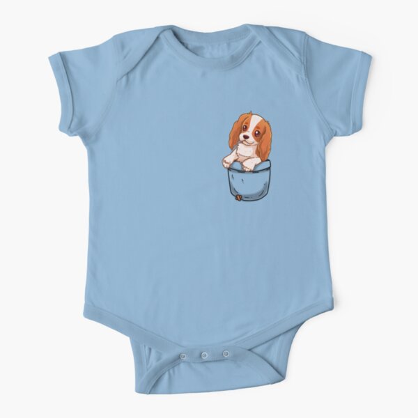 Pocket Cute Cavalier King Charles Spaniel Dog Short Sleeve Baby One-Piece