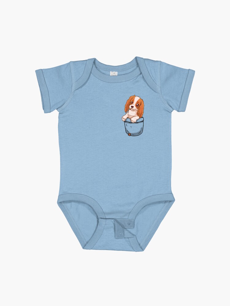 Thumbnail 1 of 2, Baby One-Piece, Pocket Cute Cavalier King Charles Spaniel Dog designed and sold by TechraNova.