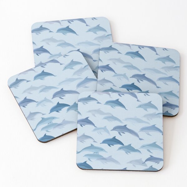 Item preview, Swimming Dolphins Ocean Life Seamless Pattern designed and sold by NicolasGlowArt.