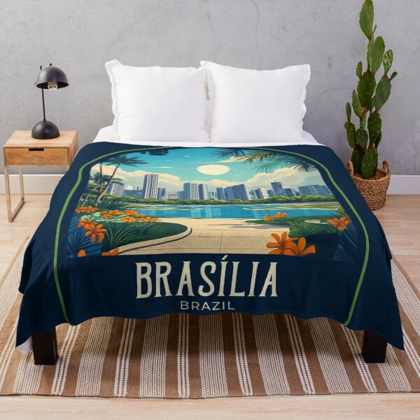 Item preview, Brasília Vintage Travel Illustration designed and sold by HomeLivingCo.