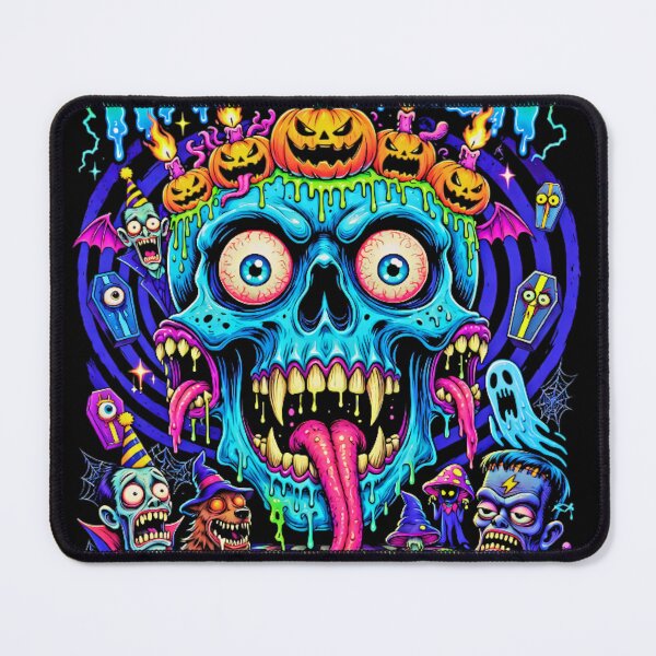Item preview, Happy Halloween Neon Skull Freakshow - Psychedelic Monster Party designed and sold by David Brookes Digital.