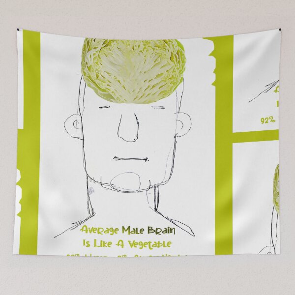 Item preview, Average Male Brain Is Like Vegetable - Cabbage (Drawing by ACCI)   designed and sold by VanyssaGraphics.