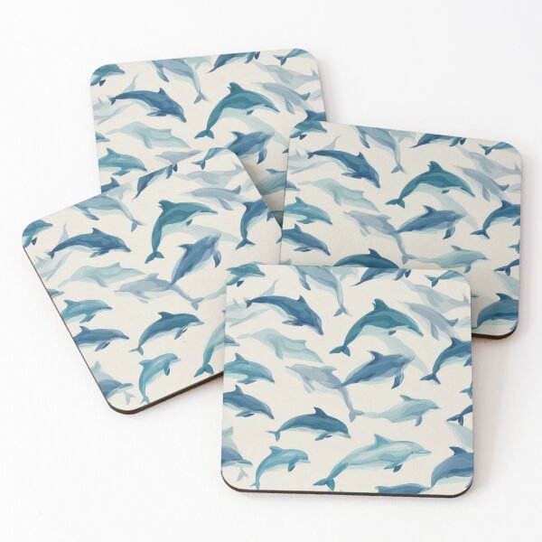 Item preview, Watercolor Dolphin Pattern Ocean Marine Life Art designed and sold by NicolasGlowArt.