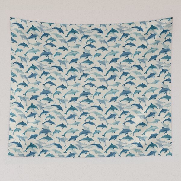 Item preview, Watercolor Dolphin Pattern Ocean Marine Life Art designed and sold by NicolasGlowArt.