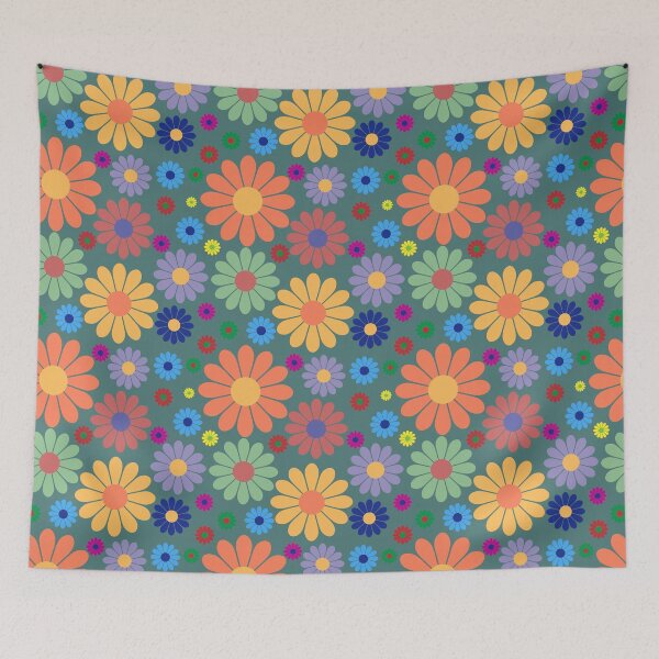Item preview, Spring arrives multicolored floral print design with green background designed and sold by Martapp.