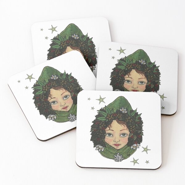 Item preview, Acrylic painting of a child with star anise, snow roses and rock crystal designed and sold by creaphyl28.
