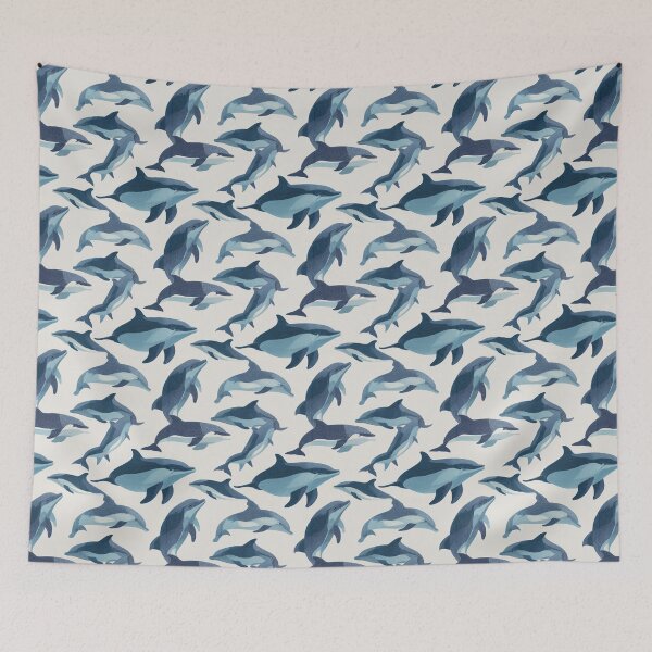 Item preview, Swimming Dolphins Ocean Sea Life Pattern designed and sold by NicolasGlowArt.