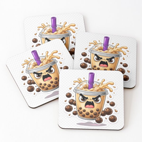 Item preview, Angry Bubble Tea Sticker – Cute Kawaii Boba Drink Cartoon designed and sold by Stickzyco.