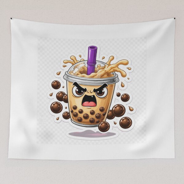 Item preview, Angry Bubble Tea Sticker – Cute Kawaii Boba Drink Cartoon designed and sold by Stickzyco.