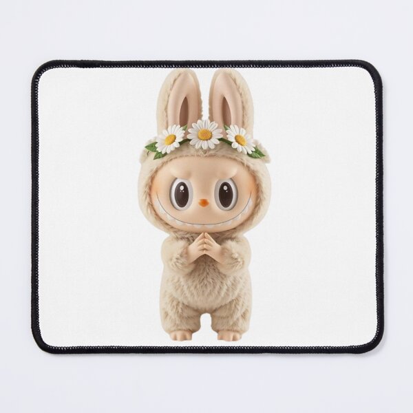Item preview, Kawaii Fluffy Labubu Bunny with Flower Crown designed and sold by AesthinkArt.