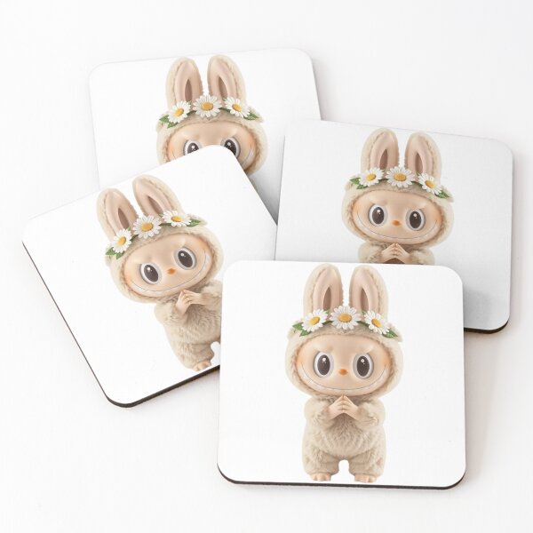 Item preview, Kawaii Fluffy Labubu Bunny with Flower Crown designed and sold by AesthinkArt.