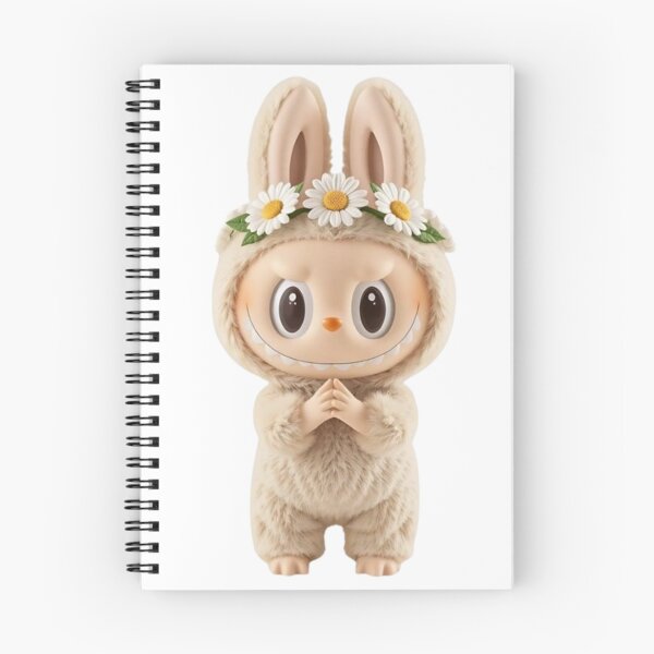 Item preview, Kawaii Fluffy Labubu Bunny with Flower Crown designed and sold by AesthinkArt.