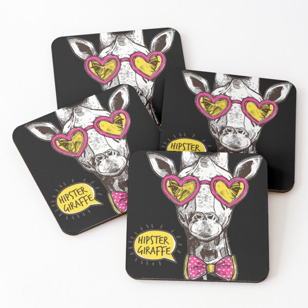 Item preview, Hipster Giraffe with Pink Heart Glasses and Bow Tie Art designed and sold by GenZFashion000.