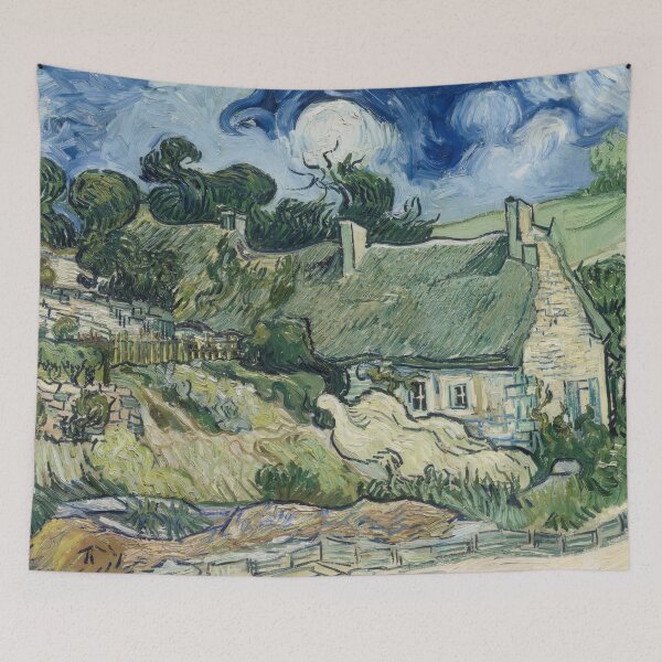 Item preview, Thatched Cottages at Cordeville by Vincent van Gogh: Rustic Landscape Poster designed and sold by artofuniverse.