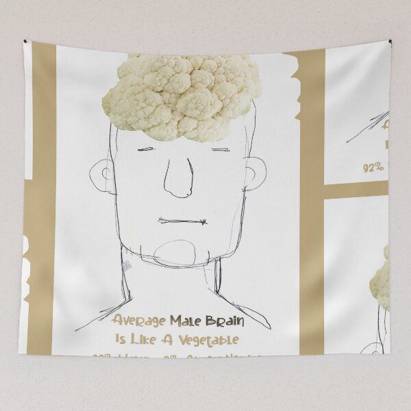 Item preview, Average Male Brain Is Like Vegetable - Cauli Flower (Drawing by ACCI)  designed and sold by VanyssaGraphics.